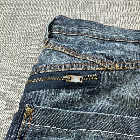 Eko Unltd Jeans Men 36x31 Relaxed 72 Unlimited Baggy Wide Leg Distressed Whisker - Picture 11 of 13